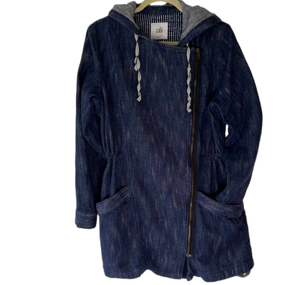 Cabi Denim Adventure Anorak Zip Hoodie Jacket Women’s Medium Indigo Blue #5100
